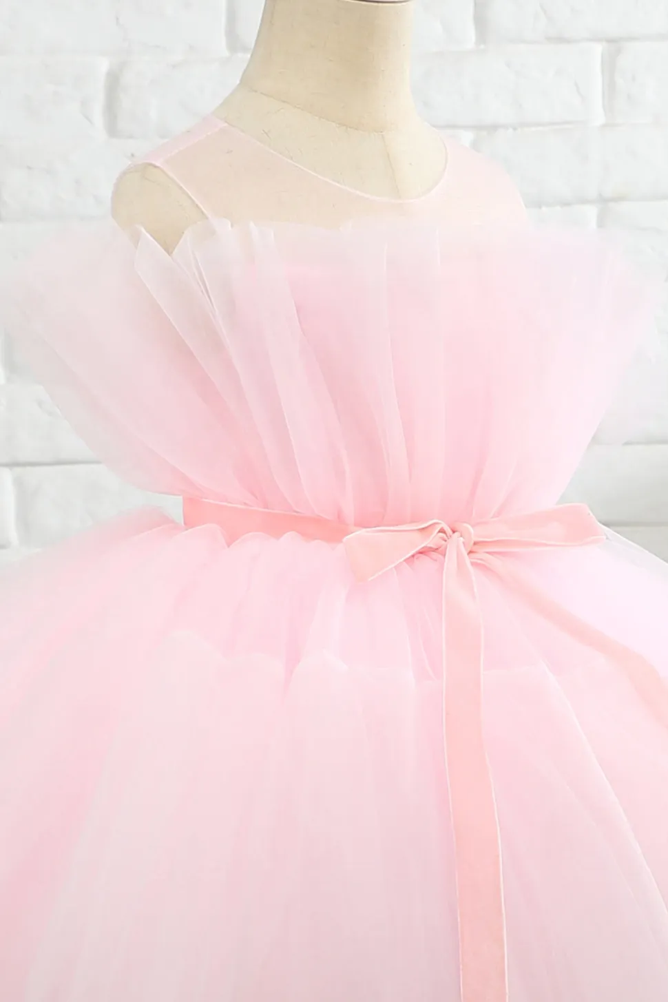 Rosa high low flower girl vestido