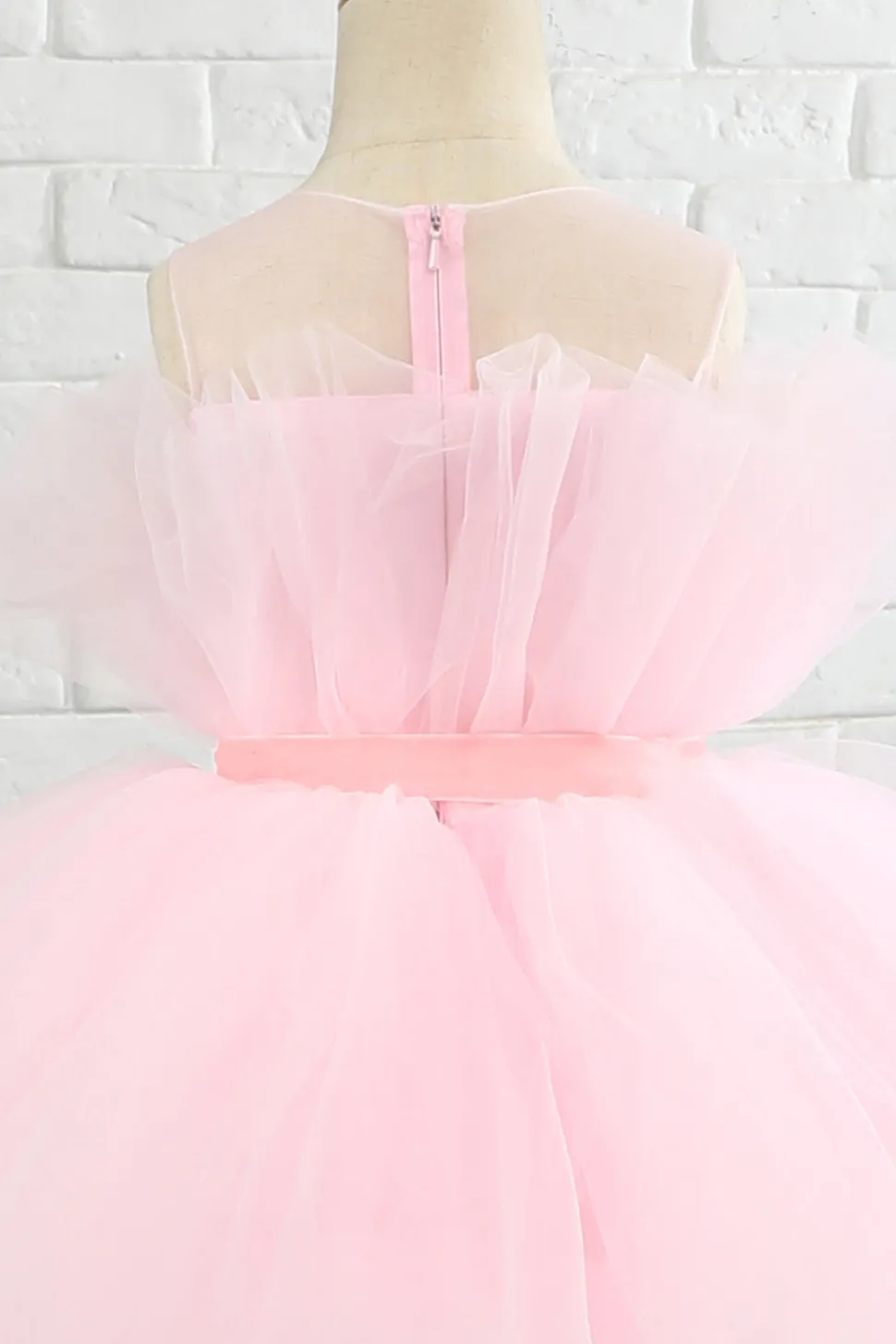 Rosa high low flower girl vestido