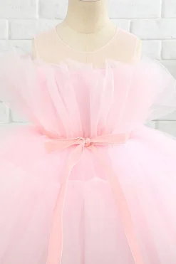 Rosa high low flower girl vestido