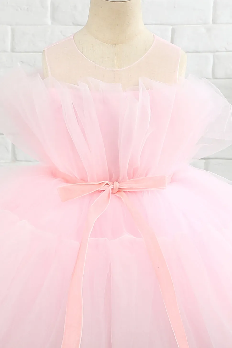 Rosa high low flower girl vestido