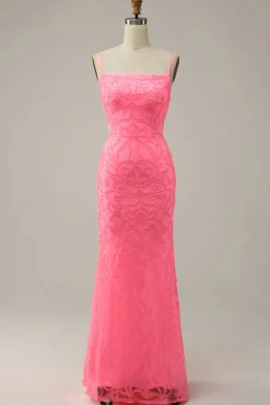 Rosa Lantejoulas Vestido de Festa