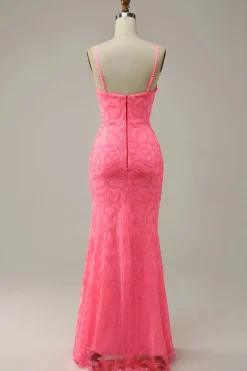 Rosa Lantejoulas Vestido de Festa