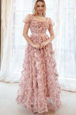 Rosa Mais Tamanho Vestido de Baile