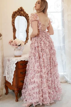 Rosa Mais Tamanho Vestido de Baile