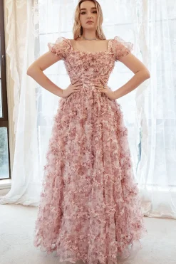 Rosa Mais Tamanho Vestido de Baile