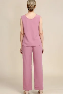 Rosa Mangas Compridas 3 Peça Pant Suits