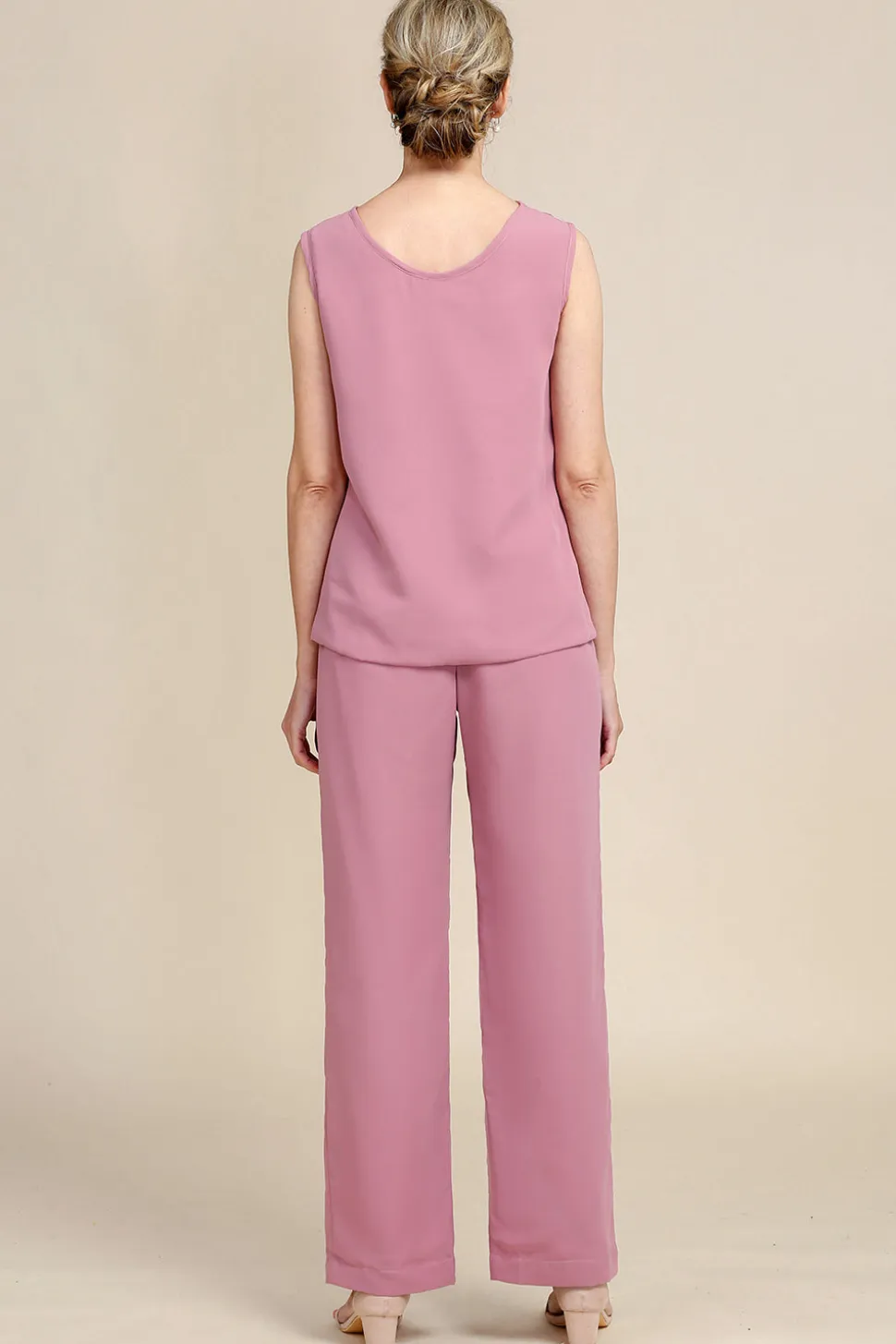 Rosa Mangas Compridas 3 Peça Pant Suits