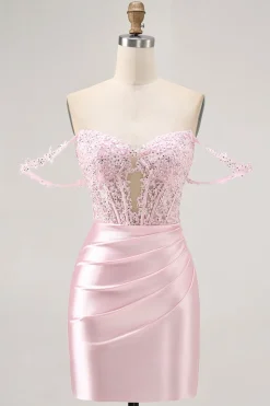 Rosa Off The Shoulder Bodycon Corset Homecoming Vestido