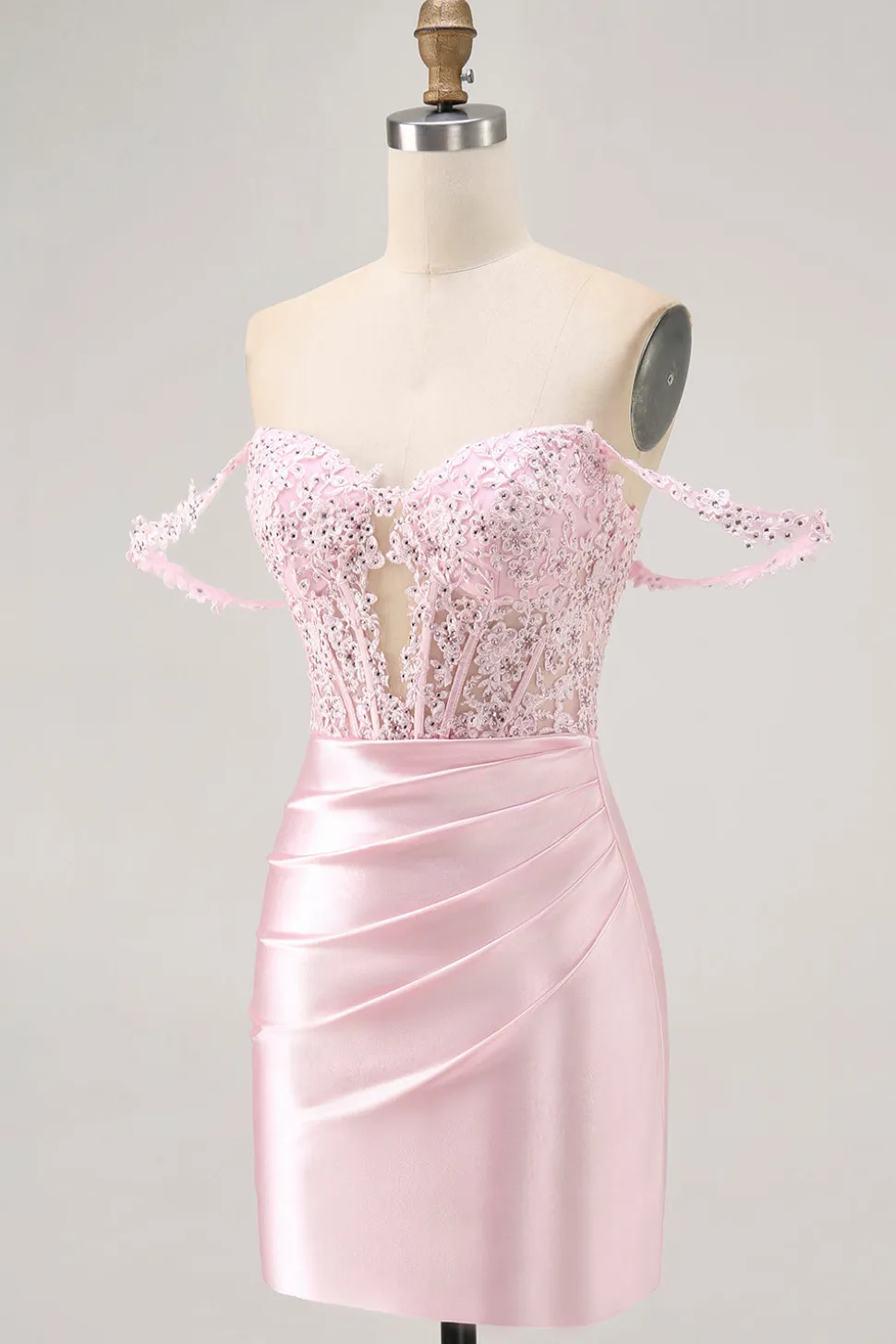 Rosa Off The Shoulder Bodycon Corset Homecoming Vestido