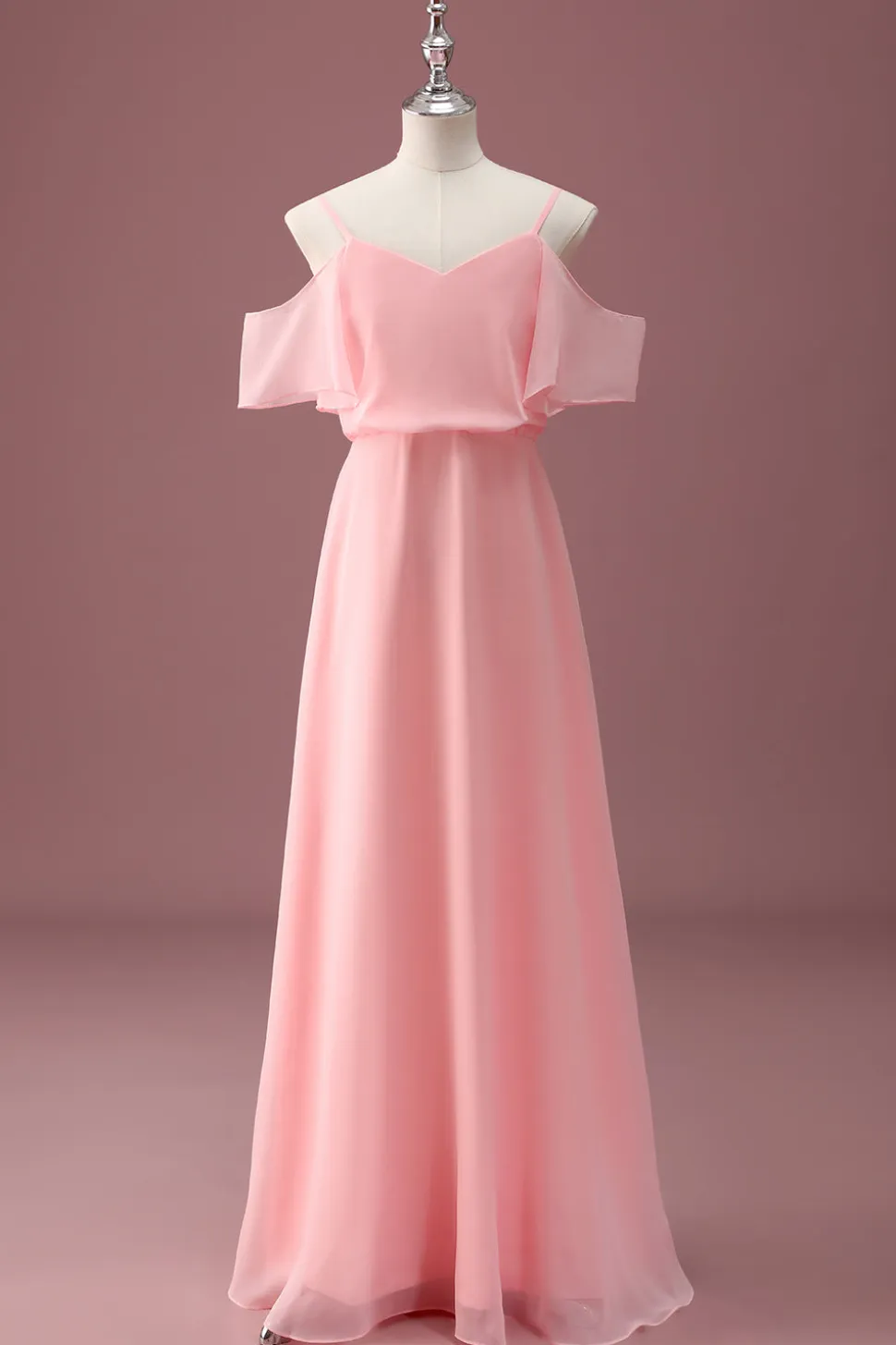 Rosa Ombro Frio Uma Linha Junior Vestido Madrinha