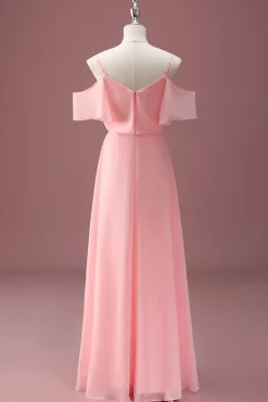 Rosa Ombro Frio Uma Linha Junior Vestido Madrinha
