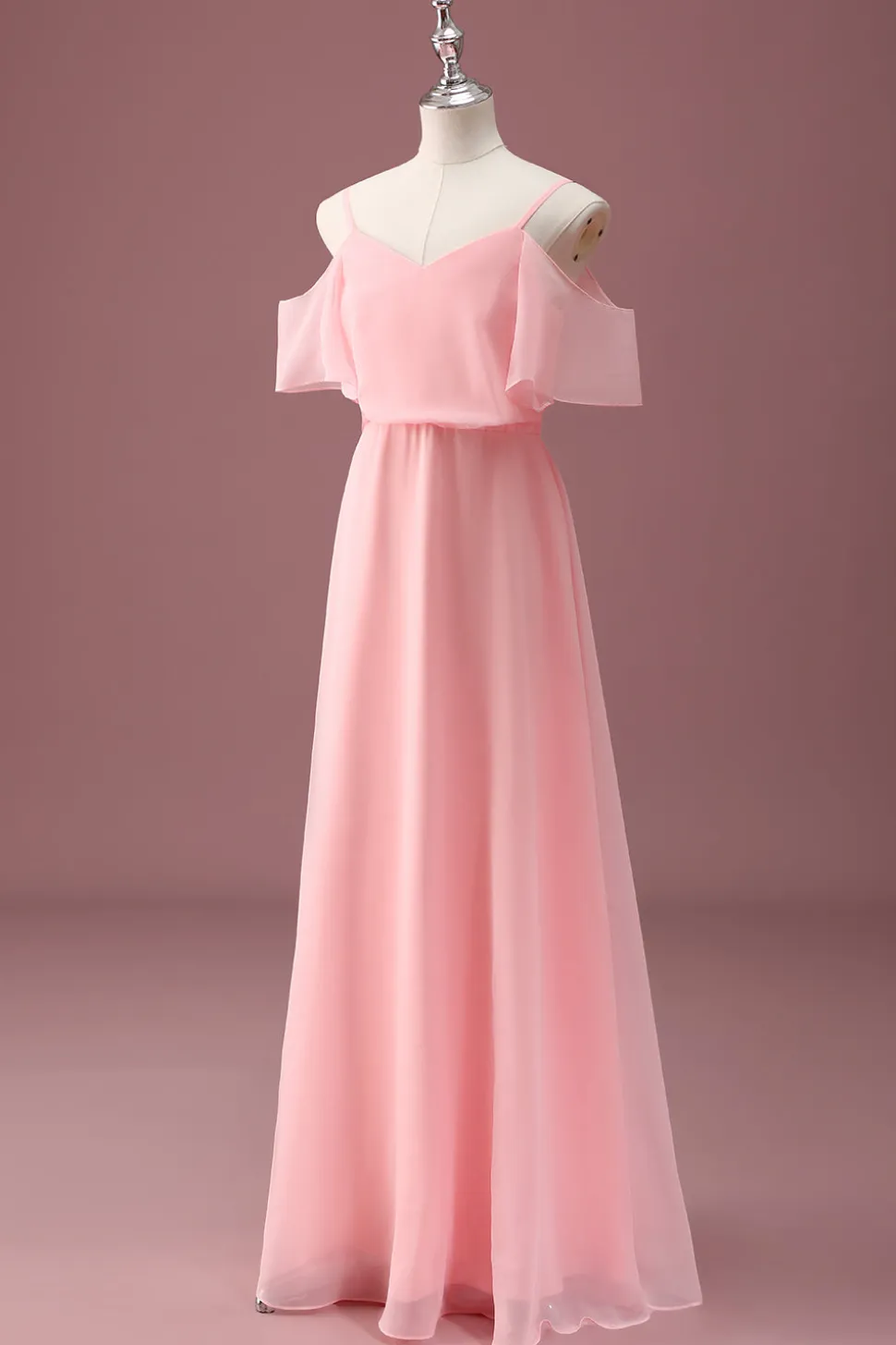 Rosa Ombro Frio Uma Linha Junior Vestido Madrinha
