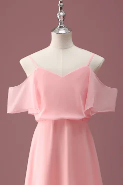 Rosa Ombro Frio Uma Linha Junior Vestido Madrinha