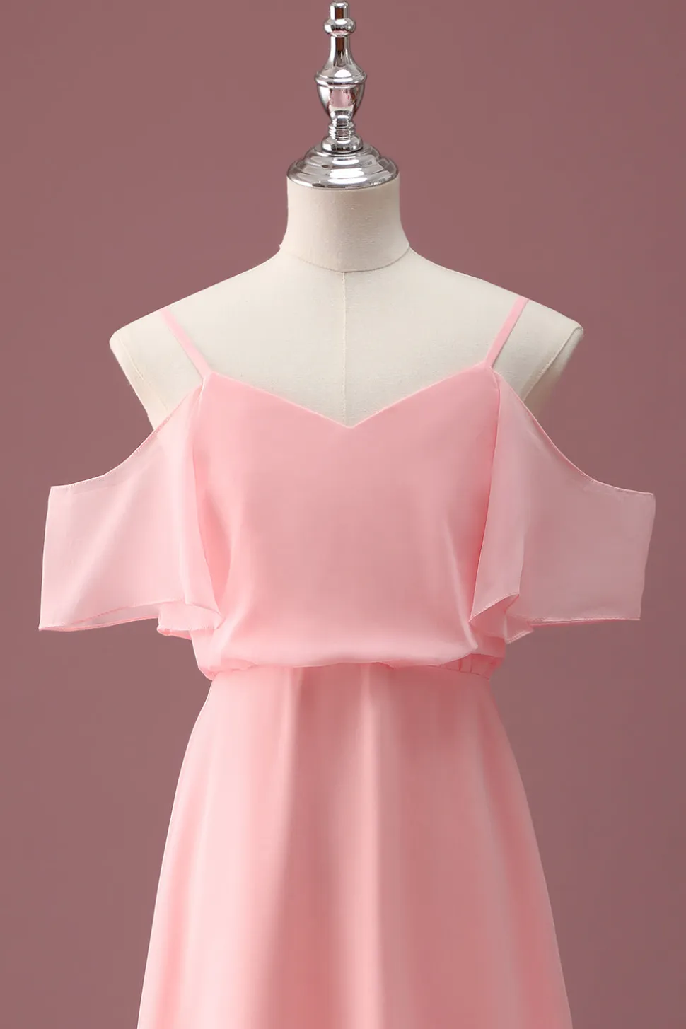 Rosa Ombro Frio Uma Linha Junior Vestido Madrinha