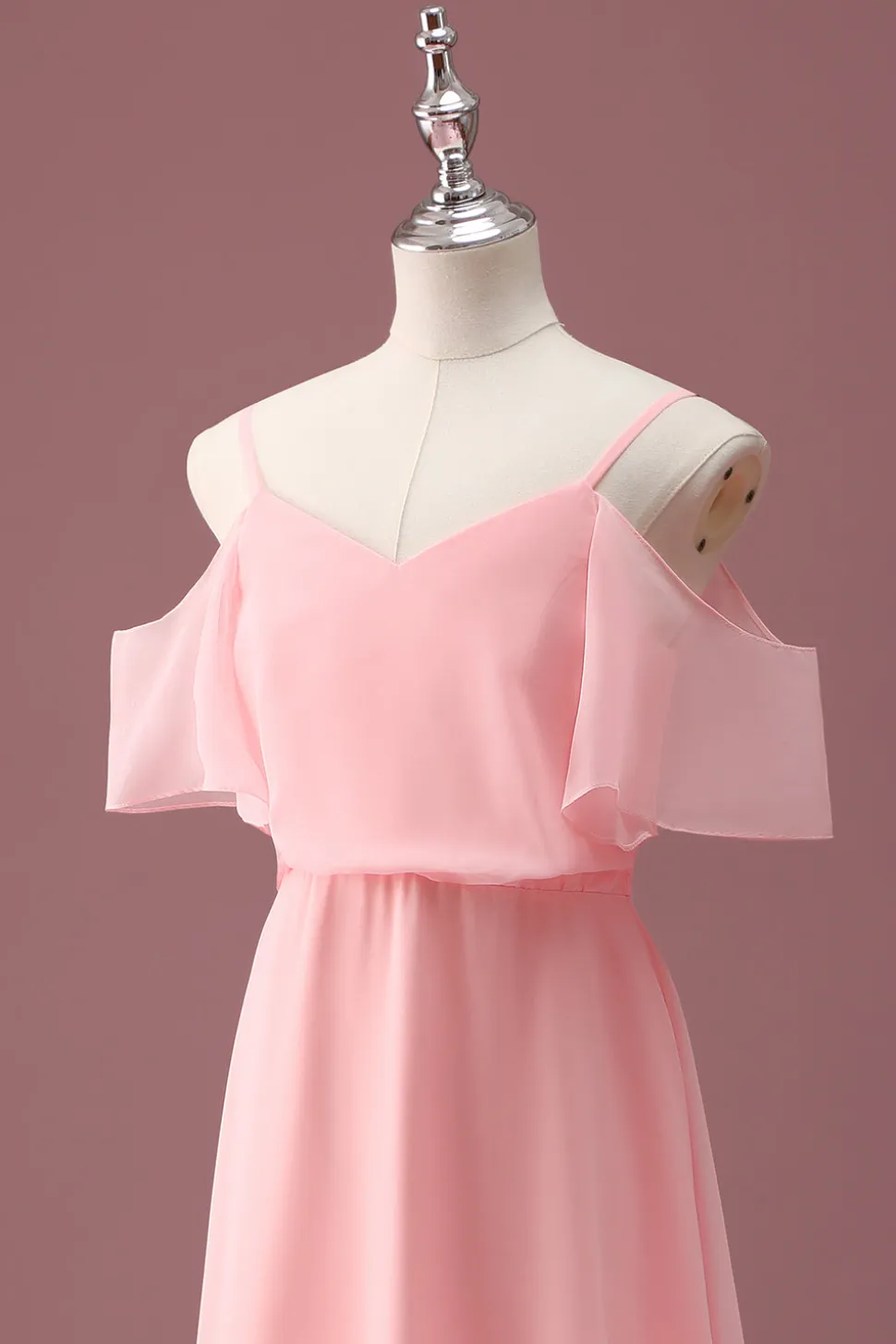 Rosa Ombro Frio Uma Linha Junior Vestido Madrinha