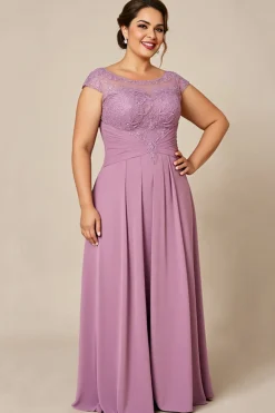 Rosa Poeirenta Bainha Chiffon Tamanhos Grandes Longos Vestido Mae Noiva