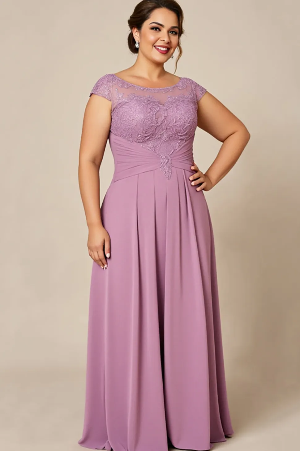 Rosa Poeirenta Bainha Chiffon Tamanhos Grandes Longos Vestido Mae Noiva