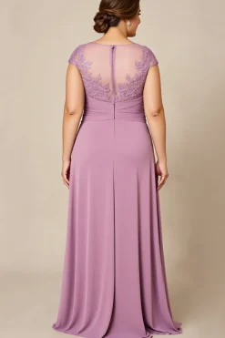 Rosa Poeirenta Bainha Chiffon Tamanhos Grandes Longos Vestido Mae Noiva