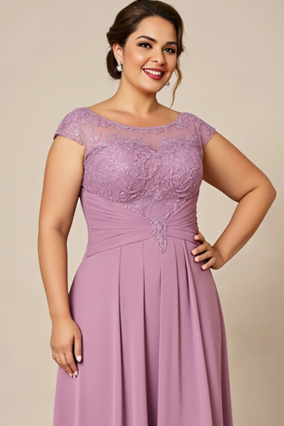 Rosa Poeirenta Bainha Chiffon Tamanhos Grandes Longos Vestido Mae Noiva