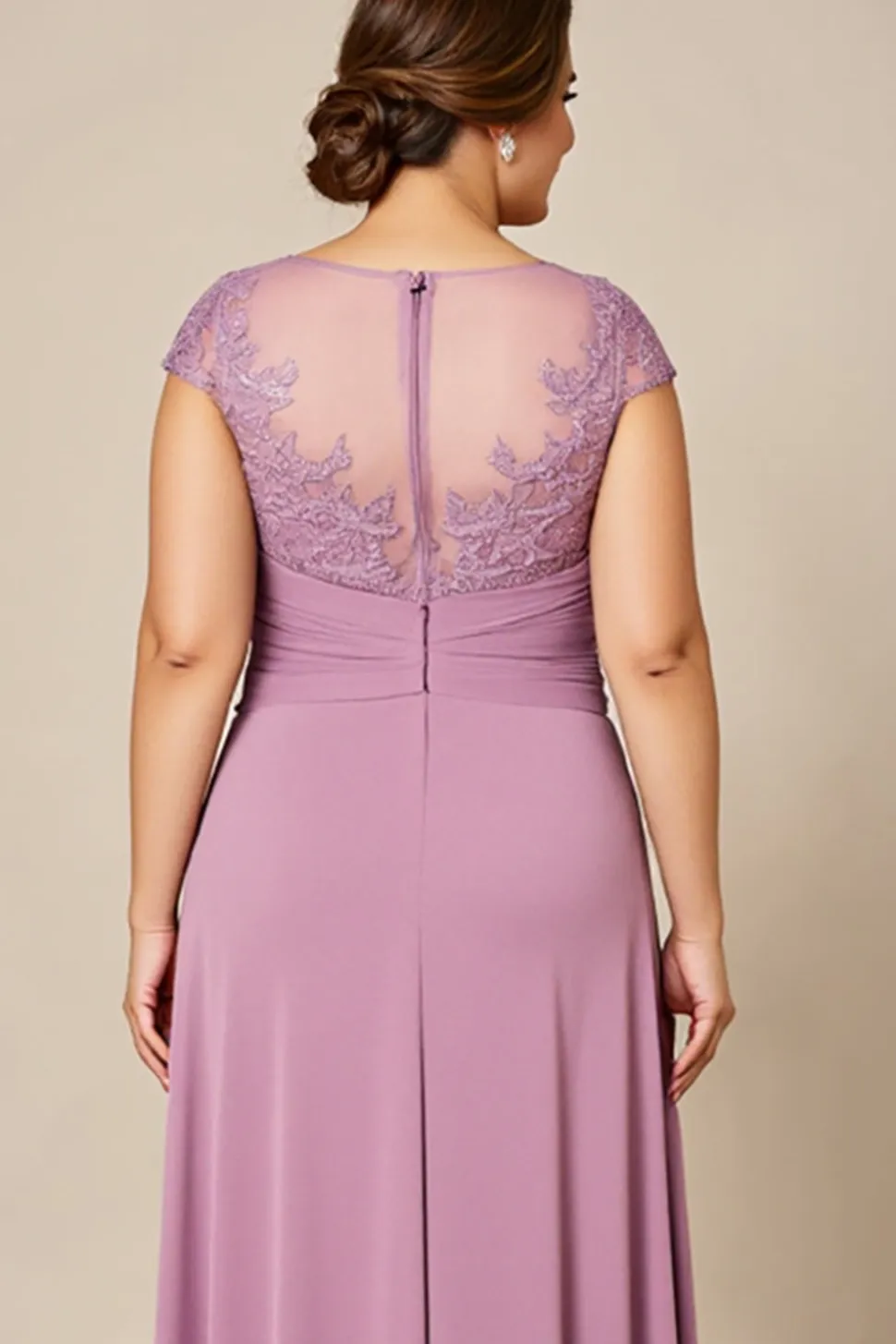 Rosa Poeirenta Bainha Chiffon Tamanhos Grandes Longos Vestido Mae Noiva