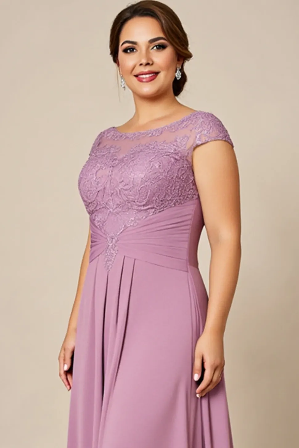 Rosa Poeirenta Bainha Chiffon Tamanhos Grandes Longos Vestido Mae Noiva