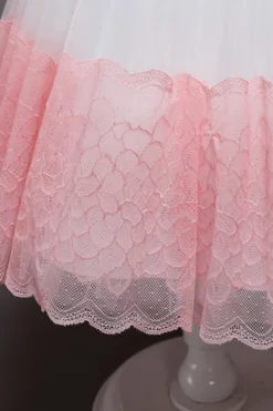Rosa Sem Mangas Flor Tule Vestido de Menina Com Arco