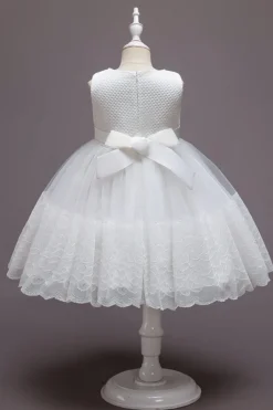 Rosa Sem Mangas Flor Tule Vestido de Menina Com Arco