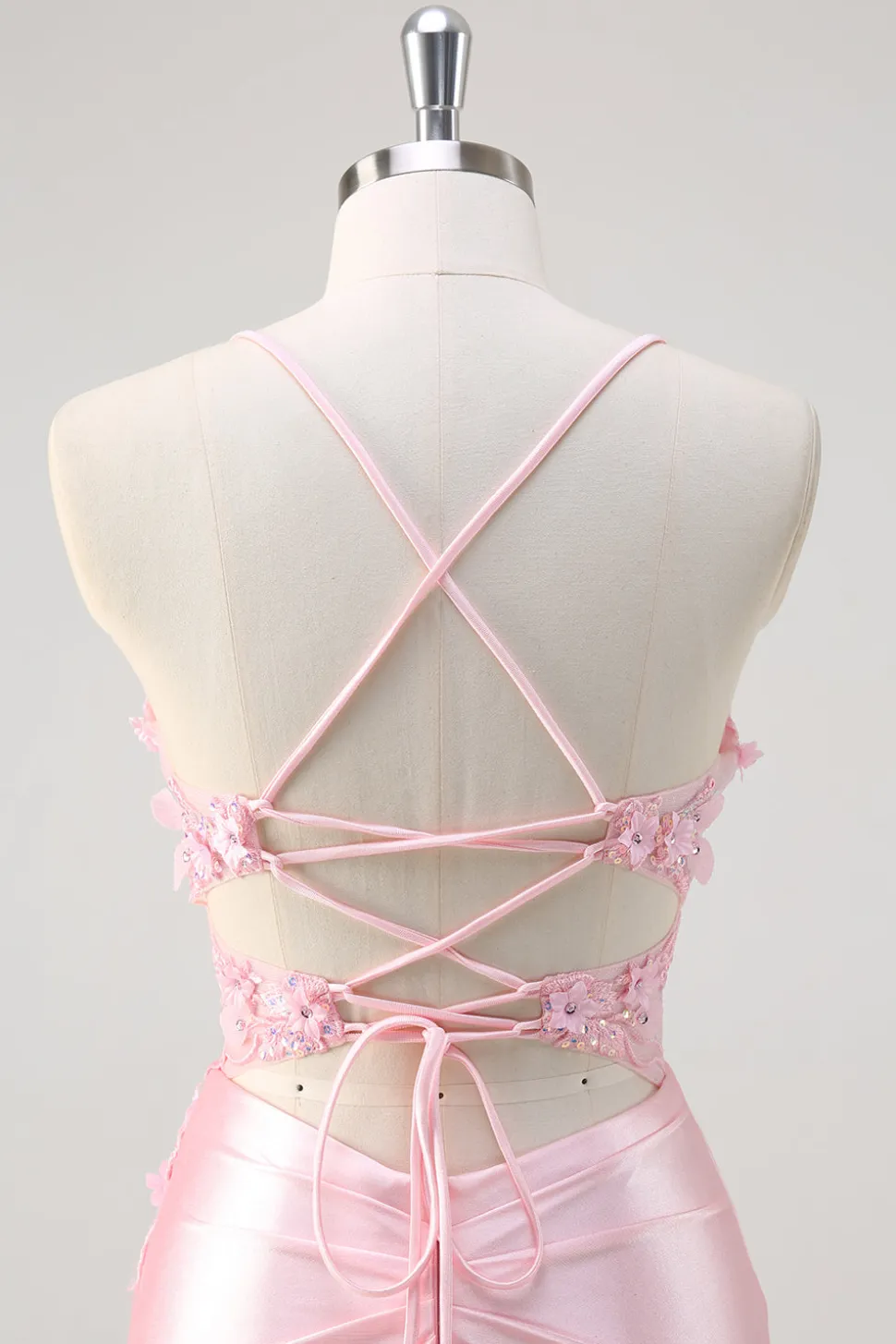 Rosa Sereia Corset Vestido Floral Prom com Fenda