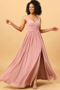 Rosa Vestido Comprido de Dama de Honra