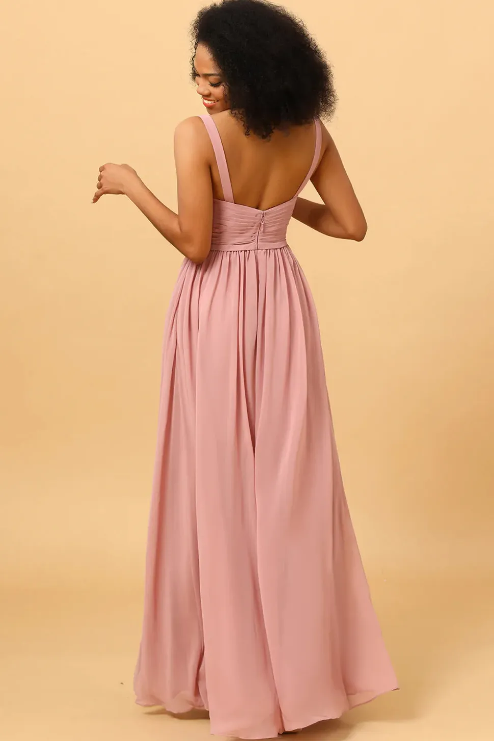 Rosa Vestido Comprido de Dama de Honra