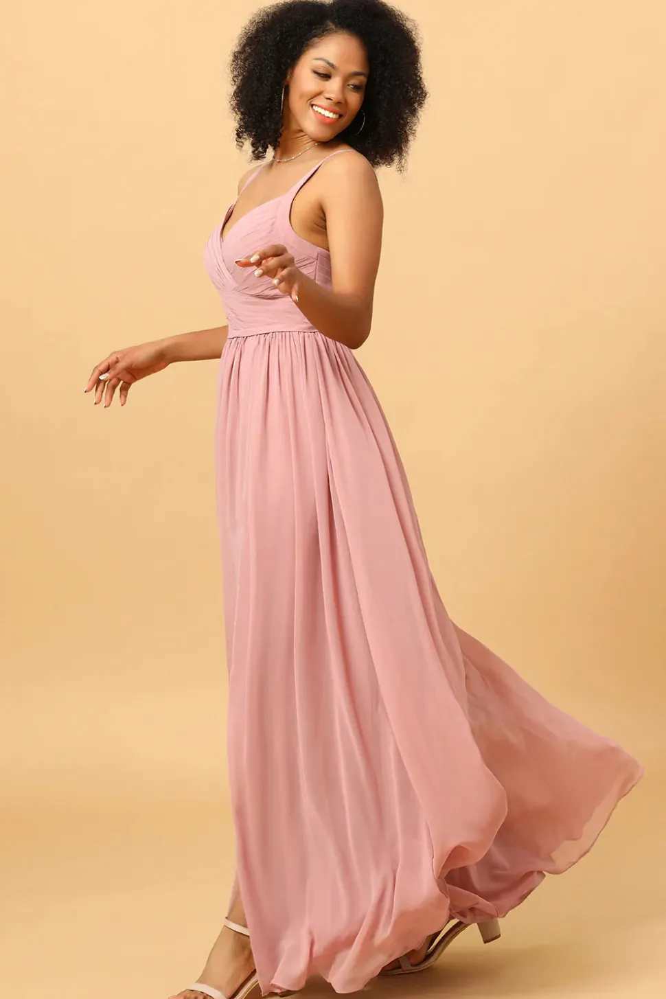 Rosa Vestido Comprido de Dama de Honra