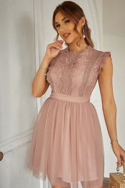 Rosa vestido de cocktail