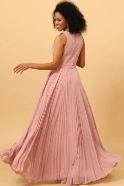 Rosa Vestido de Dama de Honra Sem Mangas