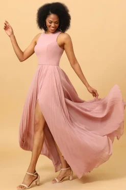 Rosa Vestido de Dama de Honra Sem Mangas