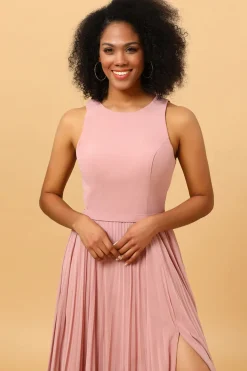 Rosa Vestido de Dama de Honra Sem Mangas