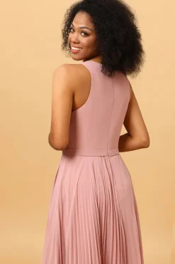 Rosa Vestido de Dama de Honra Sem Mangas