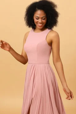 Rosa Vestido de Dama de Honra Sem Mangas