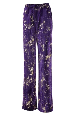 Roxo 2 Peça Notched Lapela Mulheres Prom Ternos com mangas