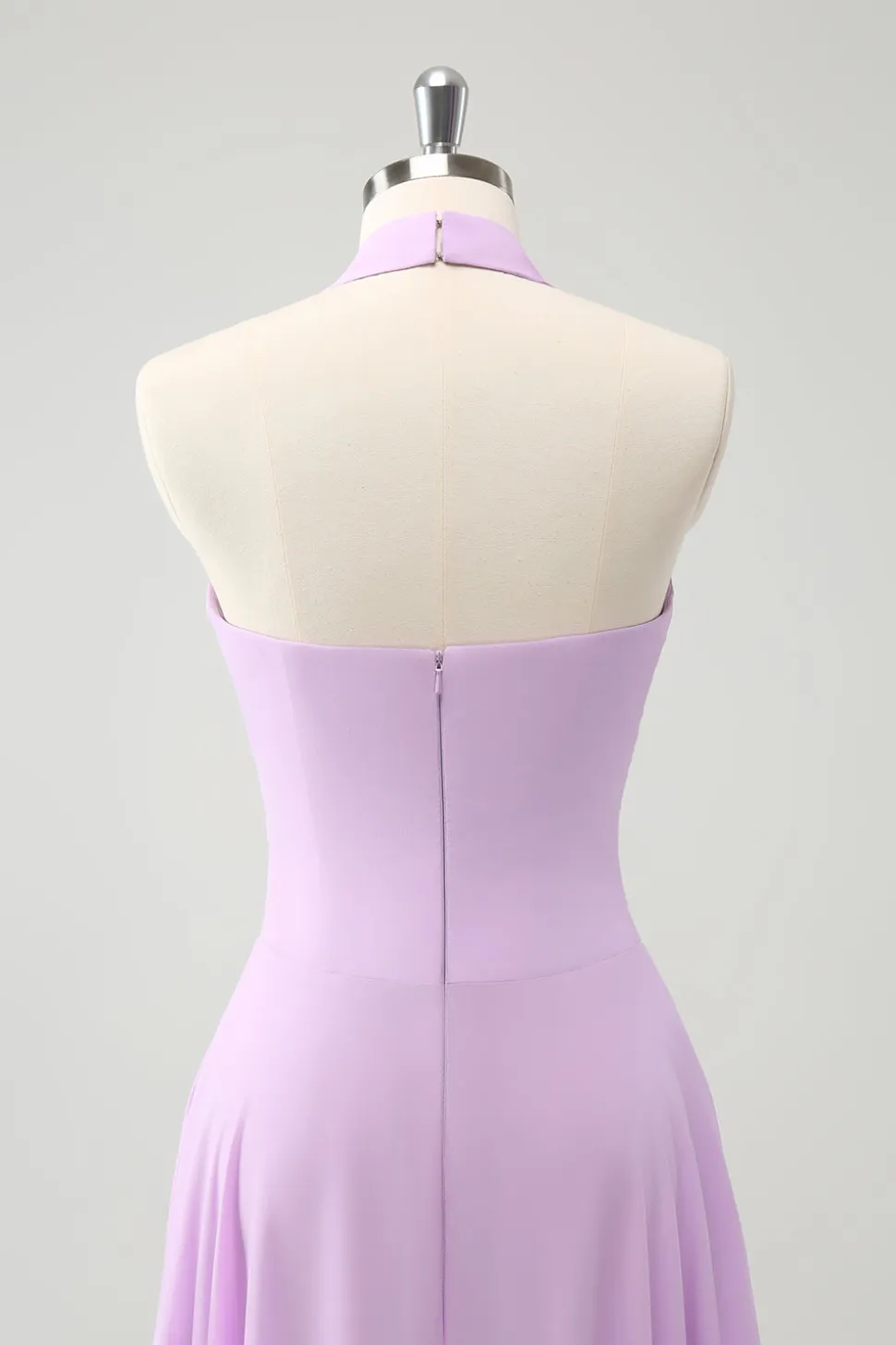 Roxo A Line Halter Chiffon Long Backless Vestido de Dama de Honra