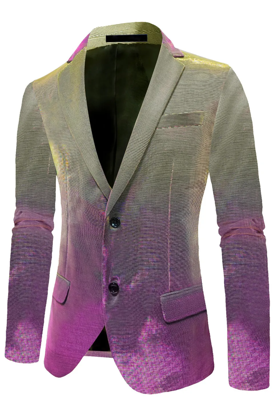Roxo Amarelo Notched Lapela Masculino Prom Blazer