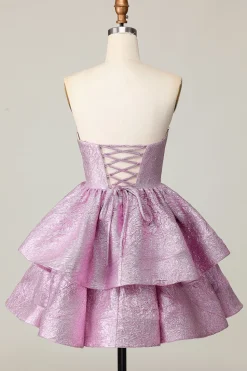 Roxo Claro De Baile/Princesa Plissado Vestidos Cocktail com Arco