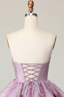 Roxo Claro De Baile/Princesa Plissado Vestidos Cocktail com Arco