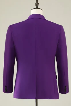 Roxo Duplo Peito 3 Peças Fato de Festa