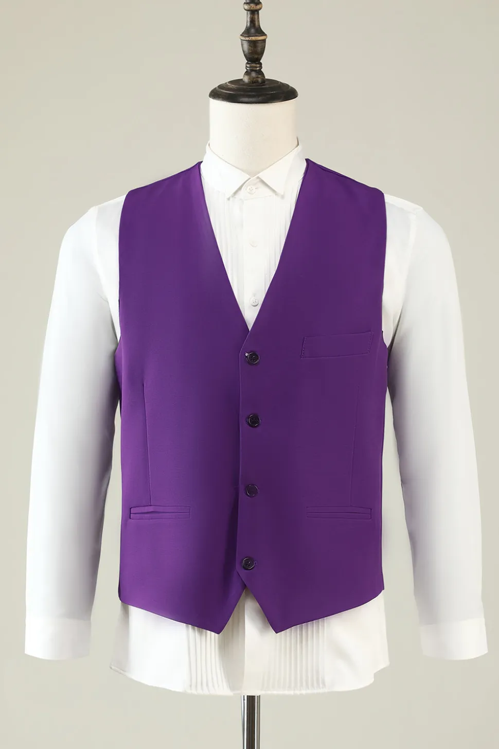 Roxo Duplo Peito 3 Peças Fato de Festa