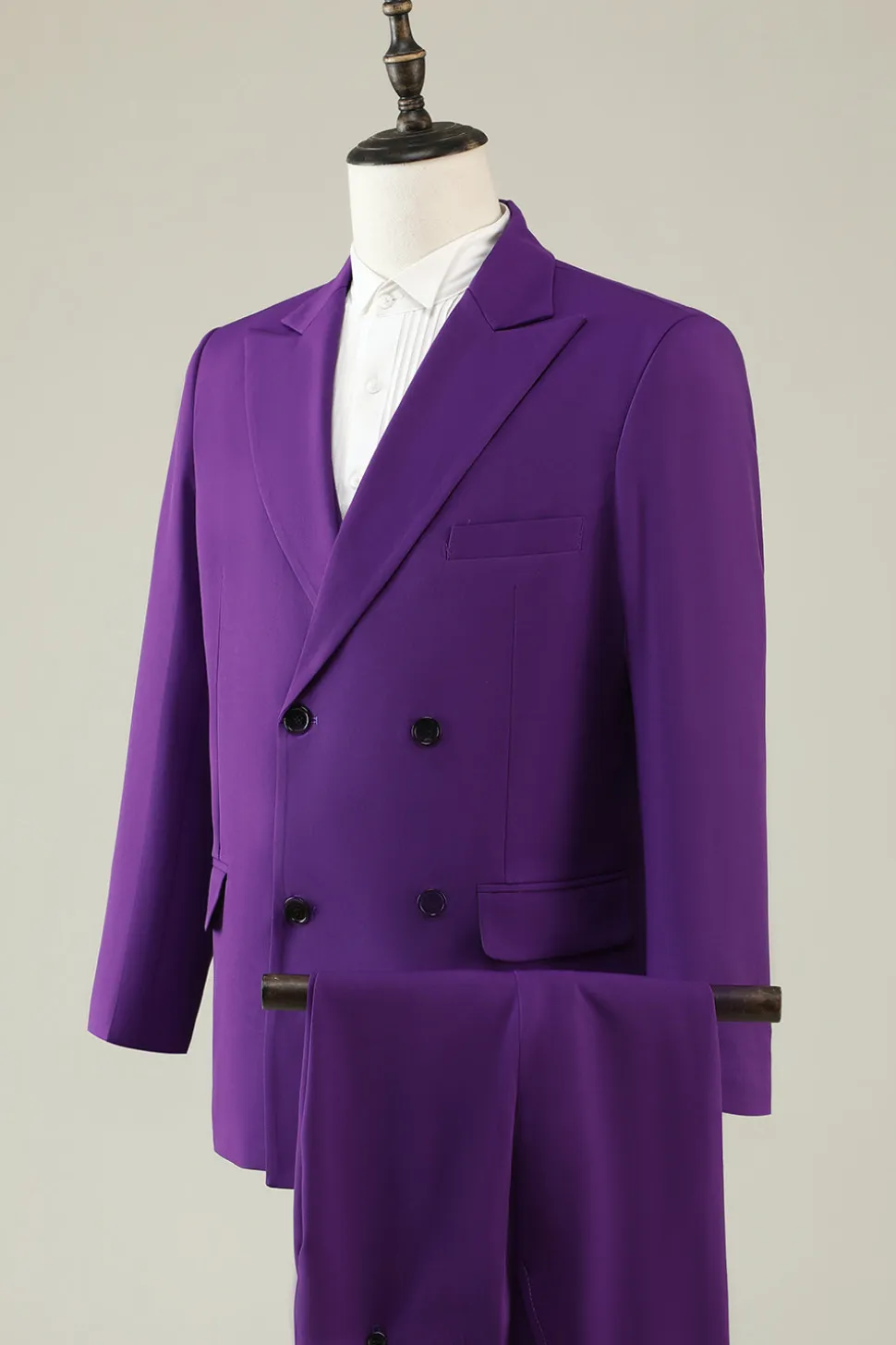 Roxo Duplo Peito 3 Peças Fato de Festa