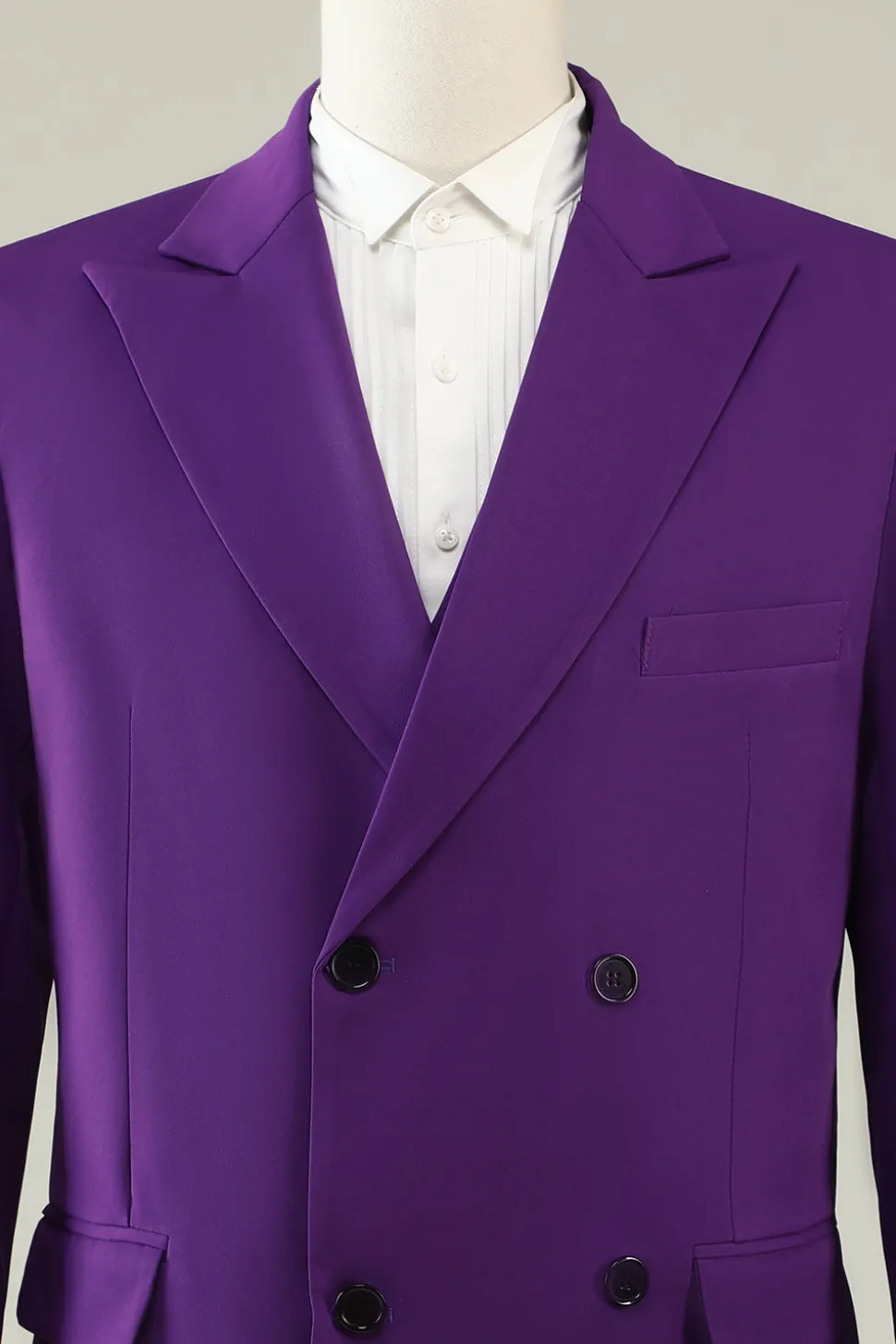 Roxo Duplo Peito 3 Peças Fato de Festa