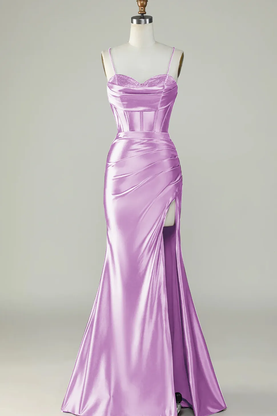 Roxo Escuro Cintas de Espaguete Sereia Vestido de Baile