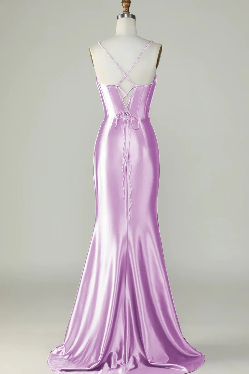 Roxo Escuro Cintas de Espaguete Sereia Vestido de Baile