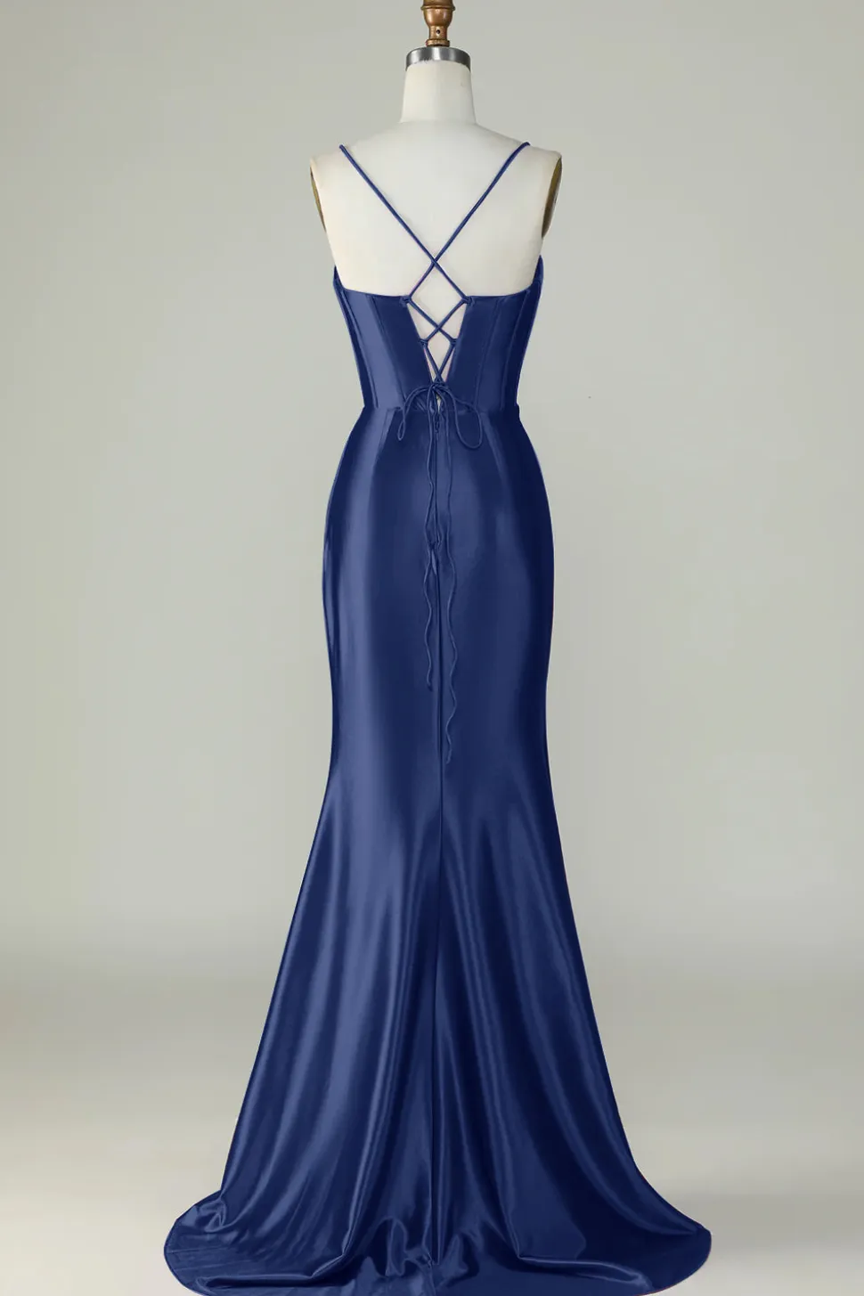 Roxo Escuro Cintas de Espaguete Sereia Vestido de Baile