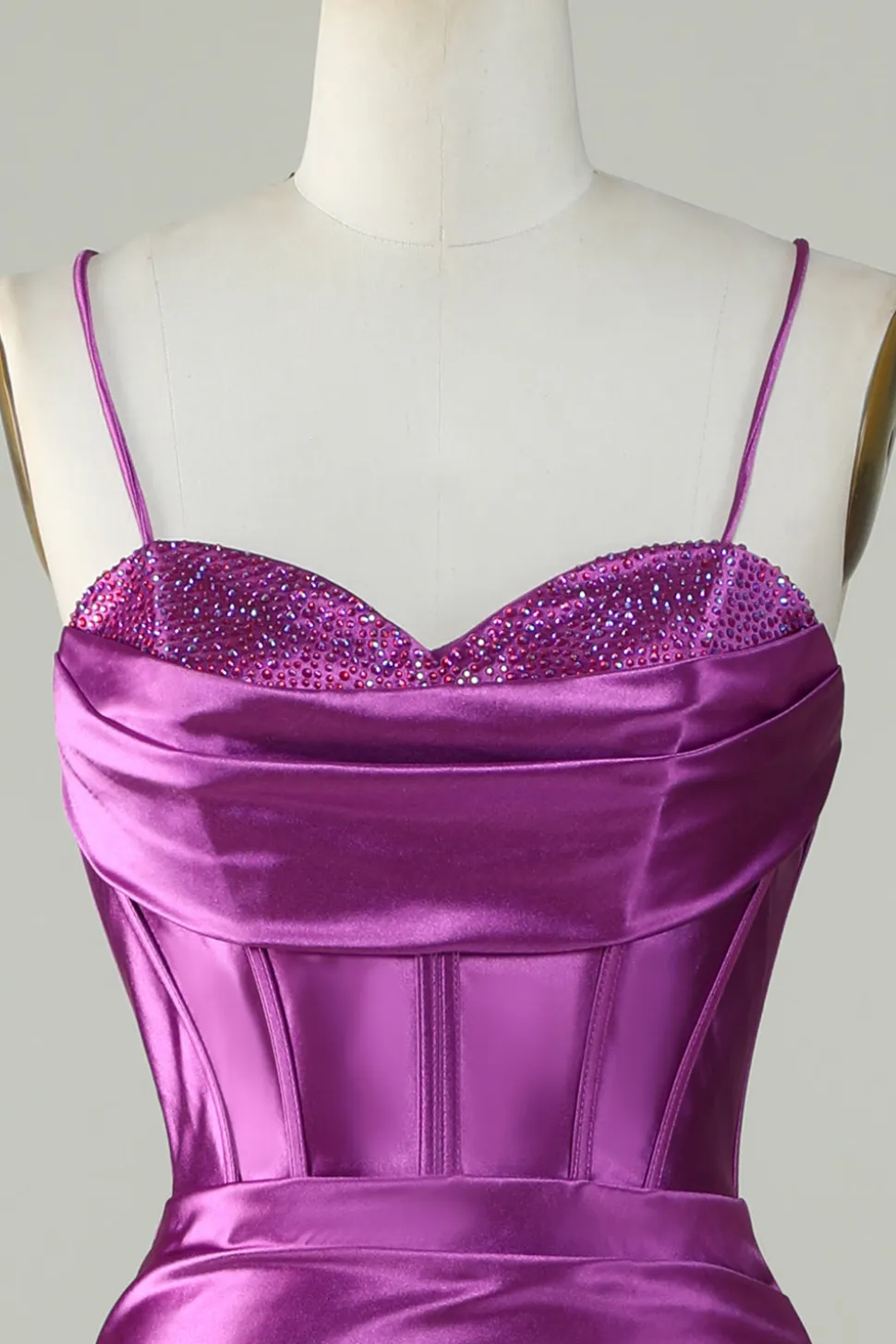 Roxo Escuro Cintas de Espaguete Sereia Vestido de Baile